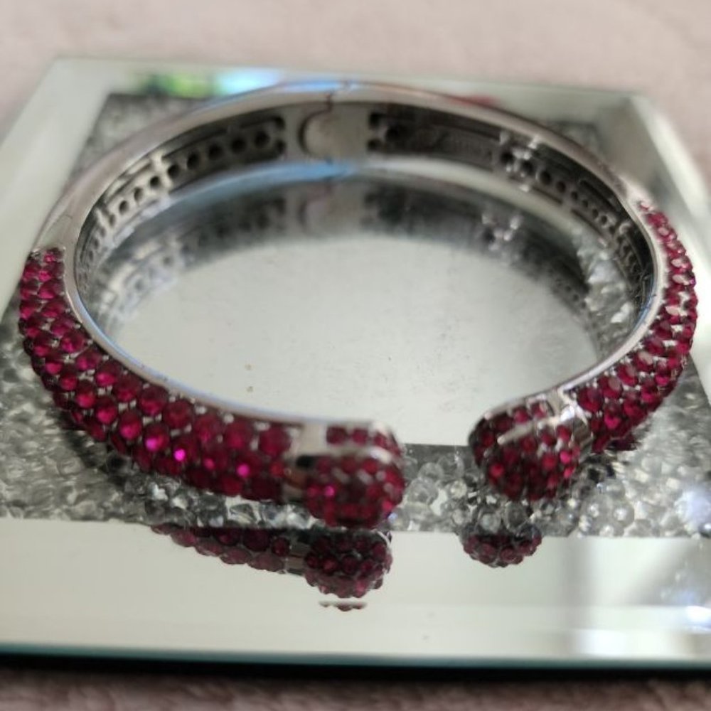 JOAN BOYCE SILVER WITH MAGENTA SWAROVSKI CRYSTAL BRACELET